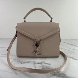SAINT LAURENT MARBLE PINK GRAIN DE POUDRE MINI MONOGRAM CASSANDRA TOP HANDLE
